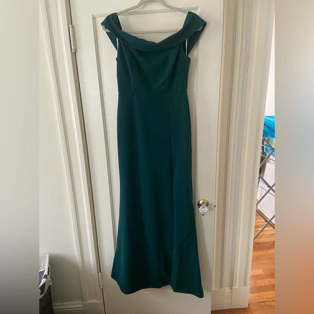 Lulu’s Aveline Forest Green Off-the-Shoulder Maxi Dress